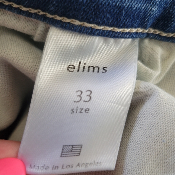 Elims Denim The Malibu Wide Leg Cropped Blue Jeans High Rise Short Inseam 33 - Picture 9 of 10